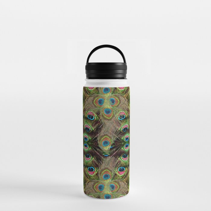 65 MCMLXV Peacock Feathers Pattern Water Bottle