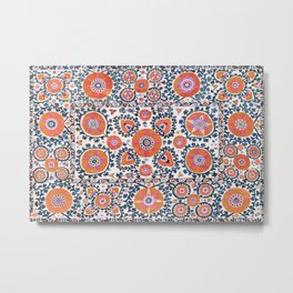 Shakhrisyabz  Suzani  Antique Uzbekistan Print Metal Print | Vintage, Ethnic, Geometric, Carpet, Rug, Graphicdesign, Boho, Bohemian, Antique, Uzbekistan 