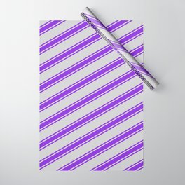 [ Thumbnail: Light Grey & Purple Colored Lined Pattern Wrapping Paper ]