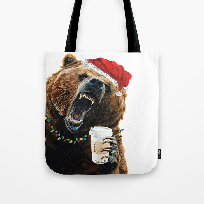 Grizzly Mornings Christmas Tote Bag