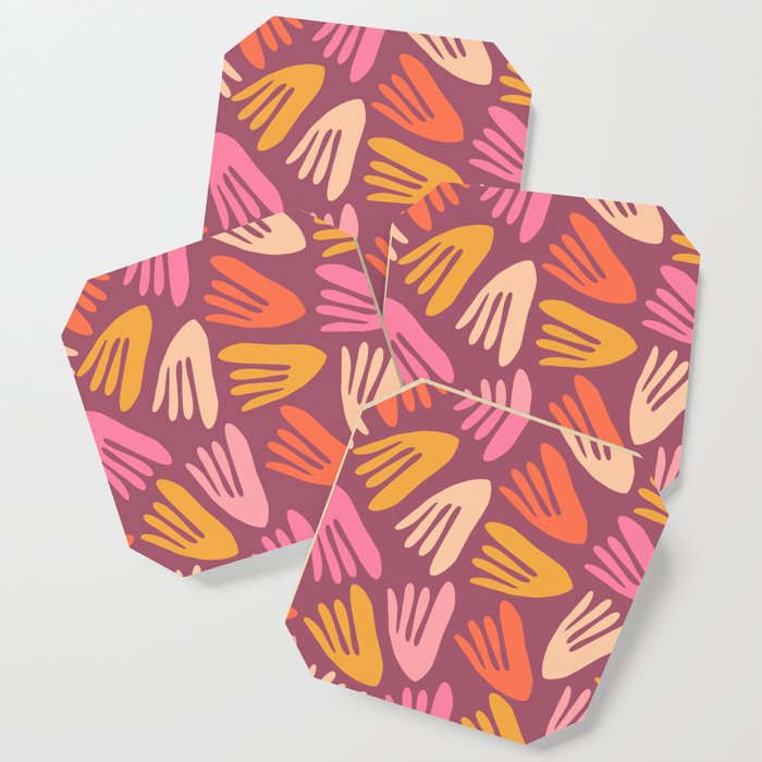 Big Cutouts Papier Découpé Abstract Pattern Violet Purple Orange Pink Mustard Coaster