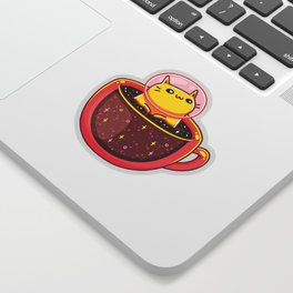Astronaut Cat in a Cup of Space Coffee Sticker