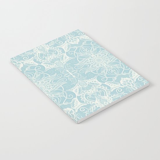 Floral Pattern in Duck Egg Blue & Cream Notebook