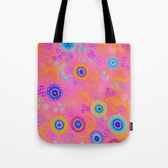 RASPBERRY FIZZ - Sweet Pink Fruity Candy Swirls Abstract Watercolor Painting Bright Feminine Art Tote Bag