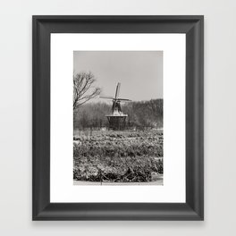 Holland, Michigan Windmill - Black and White Framed Art Print