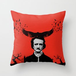 Edgar Allan Poe / Raven / Digital Painting Throw Pillow