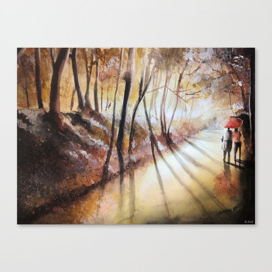 Break in the clouds - watercolor Canvas Print