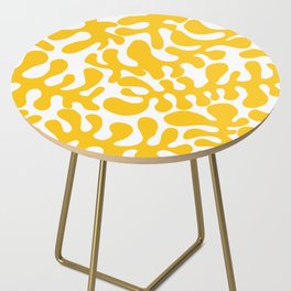 Yellow Matisse cut outs seaweed pattern on white background Side Table