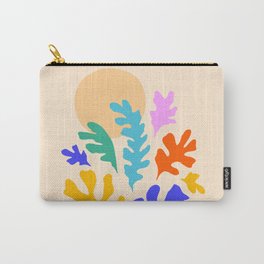 Foliage in Bloom under the Sun - Matisse inspired Carry-All Pouch | Digital, Minimal, Colourful, Blue, Happy, Decor, Coastal, Positive, Sunshine, Arty 