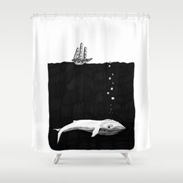 Big Whale, Little Boat Shower Curtain