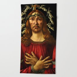 The Man of Sorrows by Sandro Botticelli Beach Towel