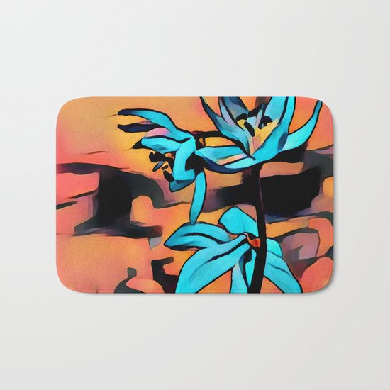 Blue Flower Bath Mat