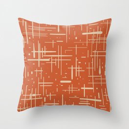 Mid-Century Modern Kinetikos Pattern in Mid Mod Burnt Orange and Beige Throw Pillow