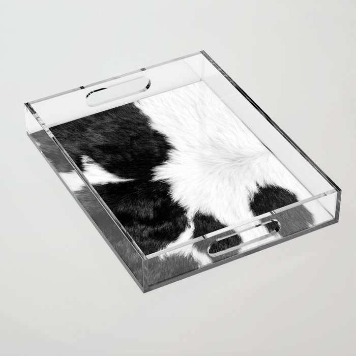 Minimal Southwestern Cowhide in Black and White Acrylic Tray