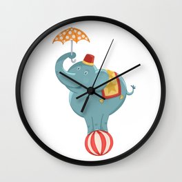 Circus Elelphant Wall Clock | Elephant, Digital, Circusanimals, Umbrella, Circusact, Elephantbalancing, Circuselephant, Drawing 