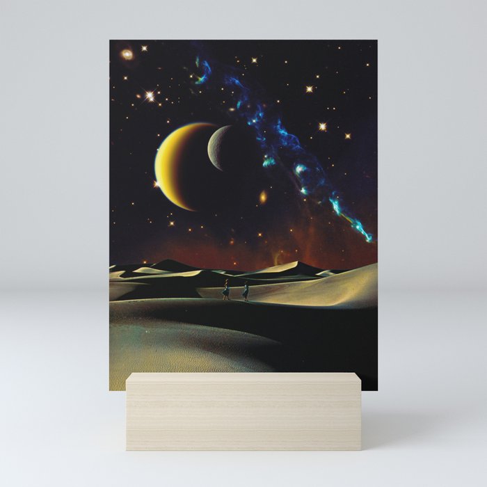 Desert Night - Space Collage, Retro Futurism, Sci-Fi Mini Art Print