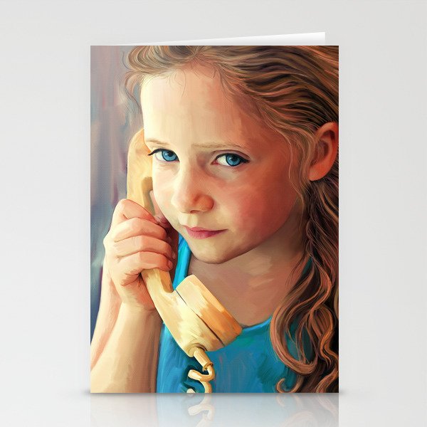 The Confidante - painting of a young girl on the phone Stationery Cards
