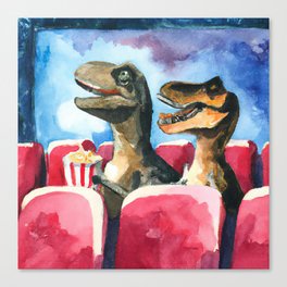 T-Rex movie night Canvas Print