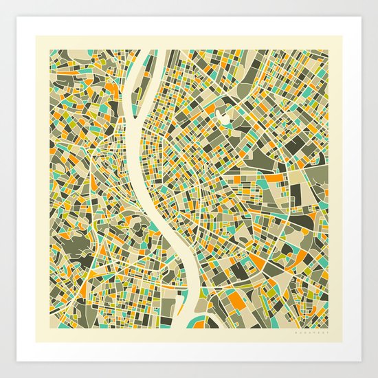 BUDAPEST MAP Art Print