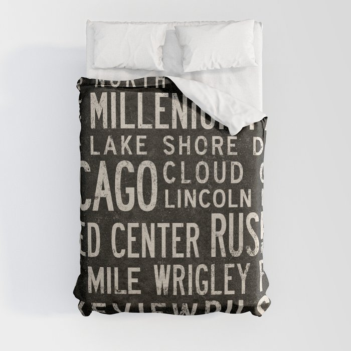 Chicago Places Typography Duvet Cover