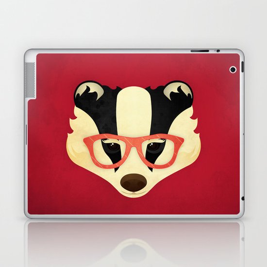 Hipster Badger: Red Laptop & iPad Skin