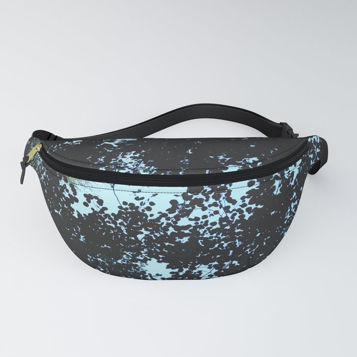 Tops of the leaves of trees silhouettes Fanny Pack