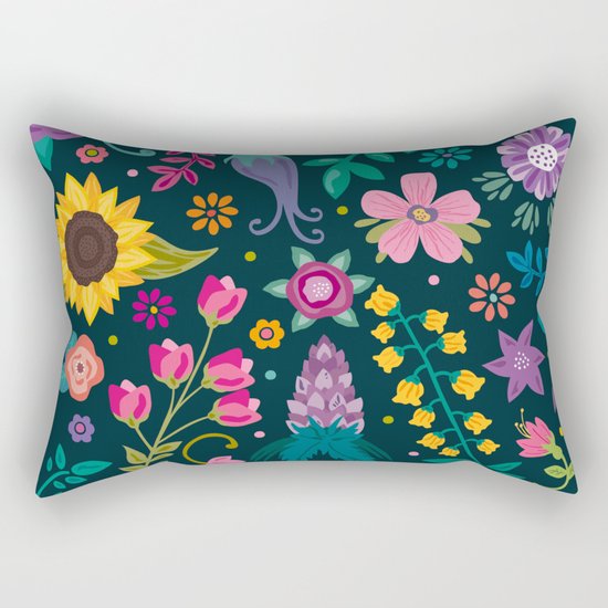 Floral Heart Rectangular Pillow