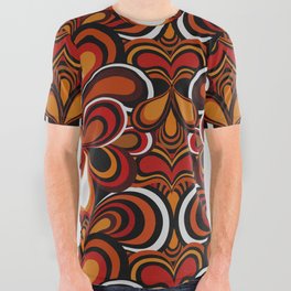 70s retro Psychedelic Pattern orange All Over Graphic Tee