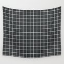 Onyx - grey color - White Lines Grid Pattern Wandbehang