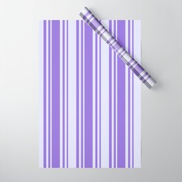 [ Thumbnail: Purple and Lavender Colored Striped Pattern Wrapping Paper ]