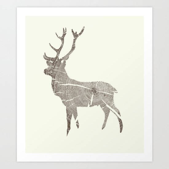 Wood Grain Stag Art Print