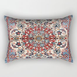 Fine Persian Isfahan Old Century Authentic Colorful Baby Blue Red Tan Vintage Rug Pattern Rectangular Pillow