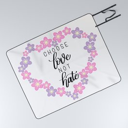 Choose Love Not Hate - Sakura - Modern Calligraphy Hand Lettering Picnic Blanket