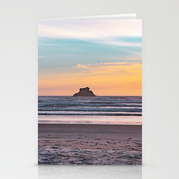 Sea Stack Beach Sunset | Oregon Coast Travel Photography Stationery Cards