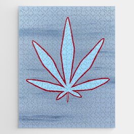 Chicago Flag Inspired Weed Leaf Jigsaw Puzzle
