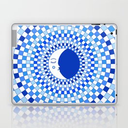 Checkered Moon with Blue Rays Laptop Skin
