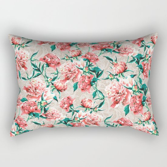 Peonies with lace effect Rectangular Pillow