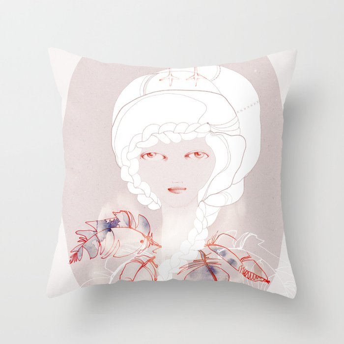 Portrait with Chick Throw Pillow