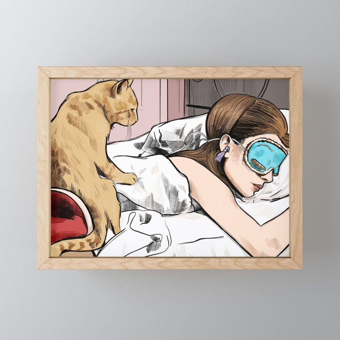 Holly Golightly the cat with no name - Audrey Hepburn in Breakfast at Tiffany's Framed Mini Art Print
