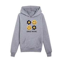 Smile More, Flower Smiley Face and Smiley Face, Pixel Art Kids Pullover Hoodies