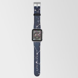 Modern rose gold constellation universe pattern navy blue watercolor Apple Watch Band