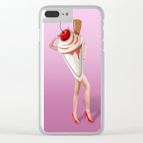 ice cream woman Clear iPhone Case