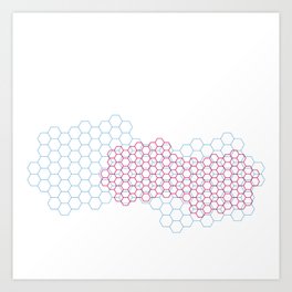Red and blue cellular overlapping grids Art Print