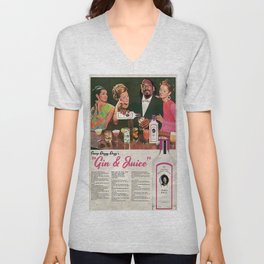 Gin & Juice  V Neck T Shirt | Graphite, Pattern, Watercolor, Acrylic, Digital, Ink, Abstract, Illustration, Typography, Concept 