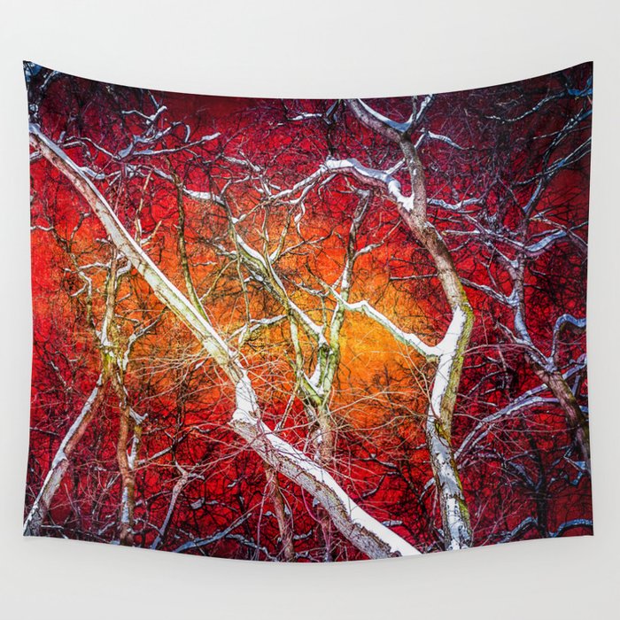 Red Winter Night Wall Tapestry By Digital2real Society6 Red Winter Night Wall Tapestry