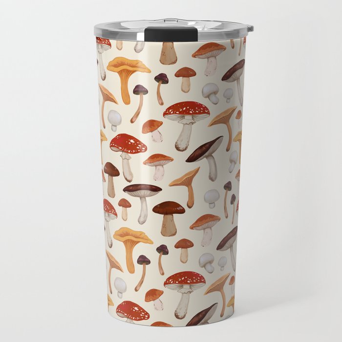 Mushroom Medley Pattern - Neutral Travel Mug