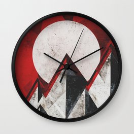 Mount kamikaze Wall Clock | Nature, Pop Art, Digital, Mountkamikaze, Minimalistic, Wander, Mountaintops, Mountain, Other, Abstract 