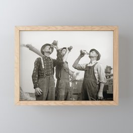 Farmers Drinking Beer, 1941. Vintage Photo Framed Mini Art Print
