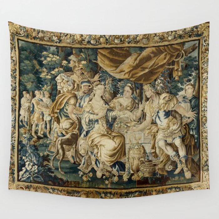 Antique 18th Century French Aubusson Cleopatra Banquet Tapestry  Wall Tapestry