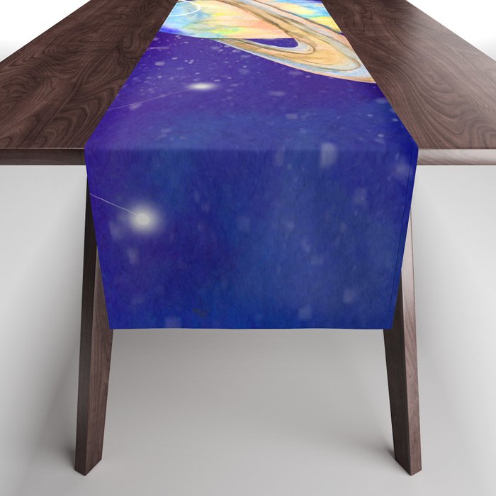 Space Neon Watercolor #11: Dream big Table Runner